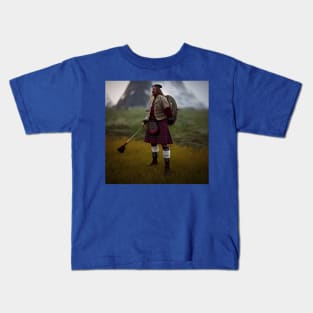 Scottish Highlander in Clan Tartan Kids T-Shirt